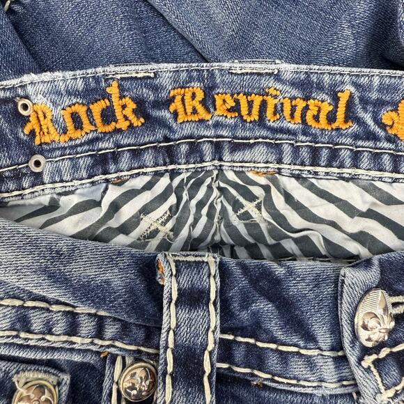 Rock Revival Jeans Women's 27 (4) Blue Hana Skinny Embellished Preppy Western - Picture 8 of 16